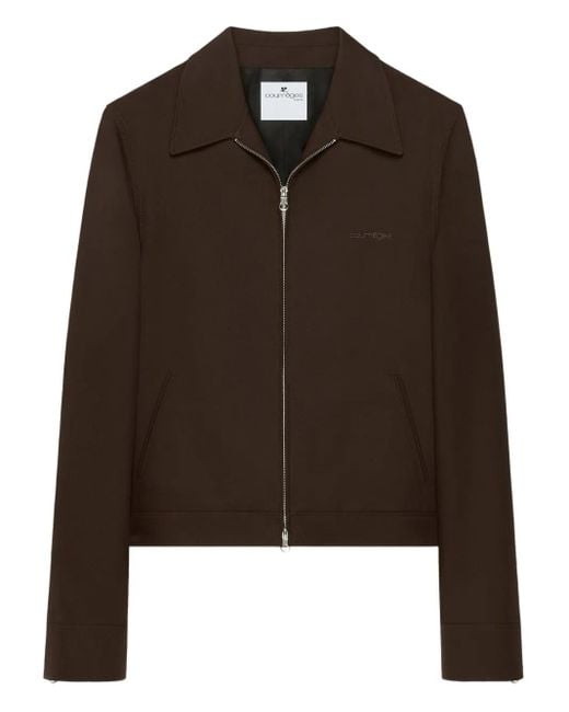 Courreges Brown Collared Zip-Up Jacket for men