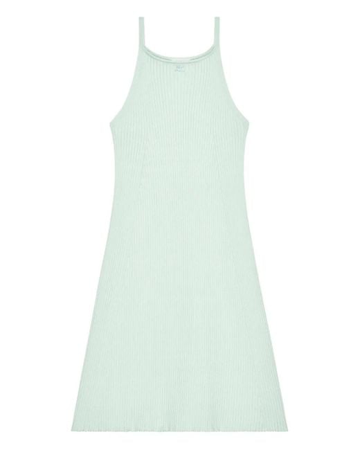 Courreges Green Robe Courte En Maille Nervurée