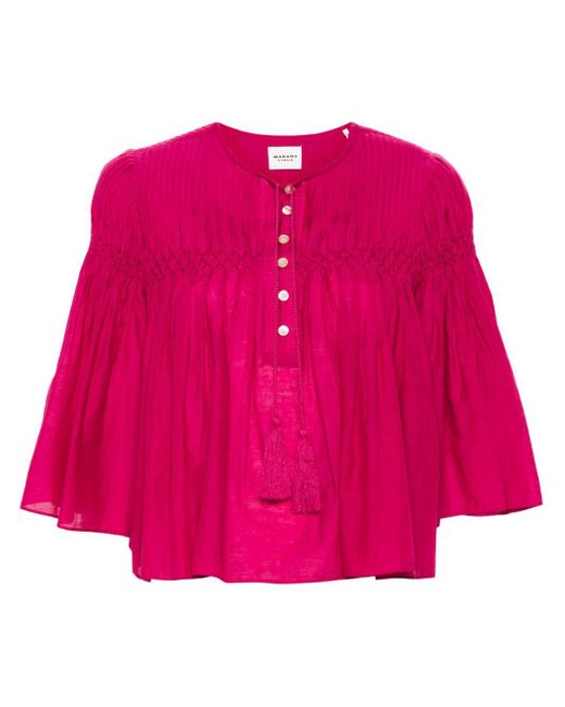 Isabel Marant Pink Axeliana Pleated Blouse