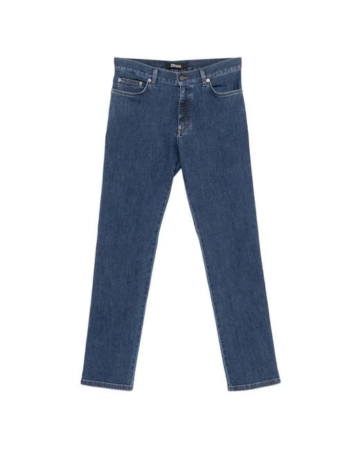 Zegna Blue Straight-Leg Jeans for men
