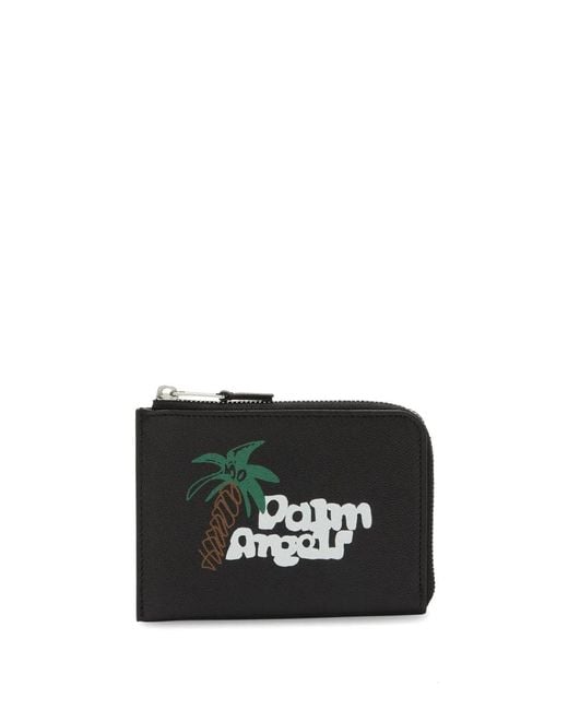 Palm Angels Black Sketchy Zipped Cardholder for men