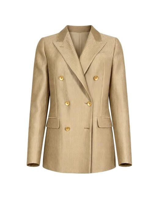 Tagliatore Natural Double-Breasted Pinstripe Blazer