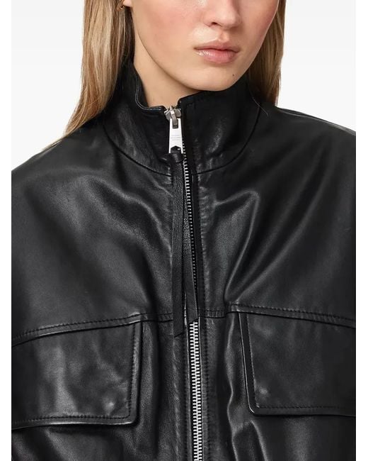 AllSaints Black Flor Leather Gilet
