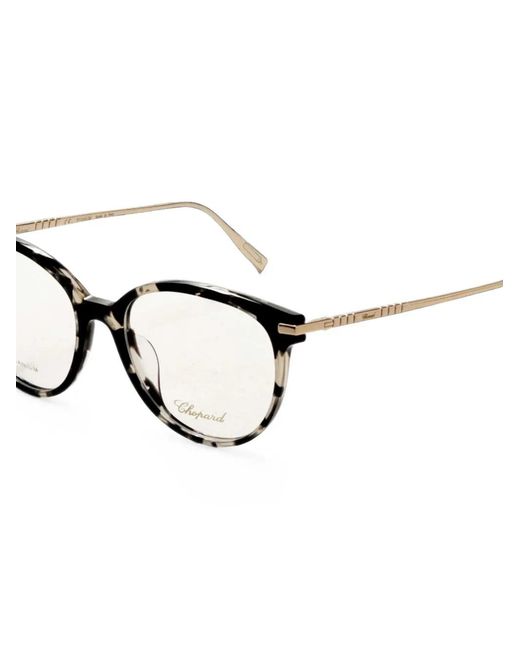 Chopard White Tortoiseshell-Effect Round-Frame Glasses
