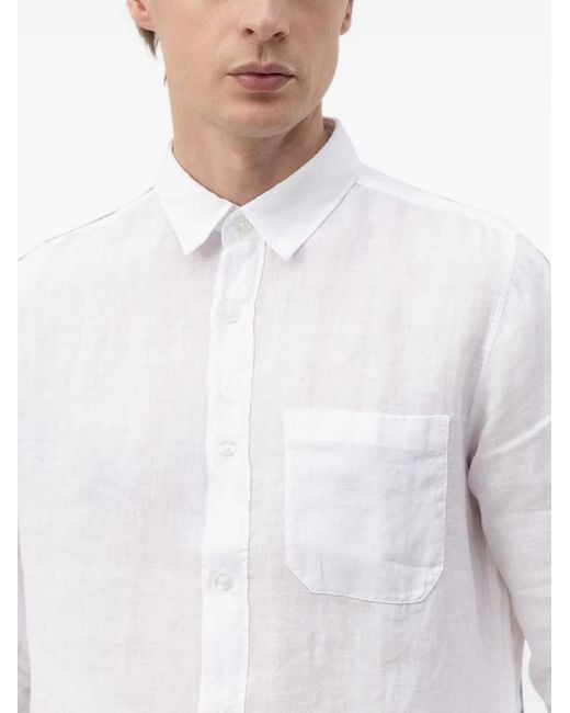 HUGO White Chest-Pocket Button-Down Shirt for men