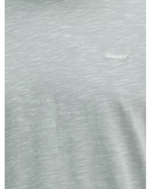 Gant Gray Logo-Embroidered Slub-Texture T-Shirt for men