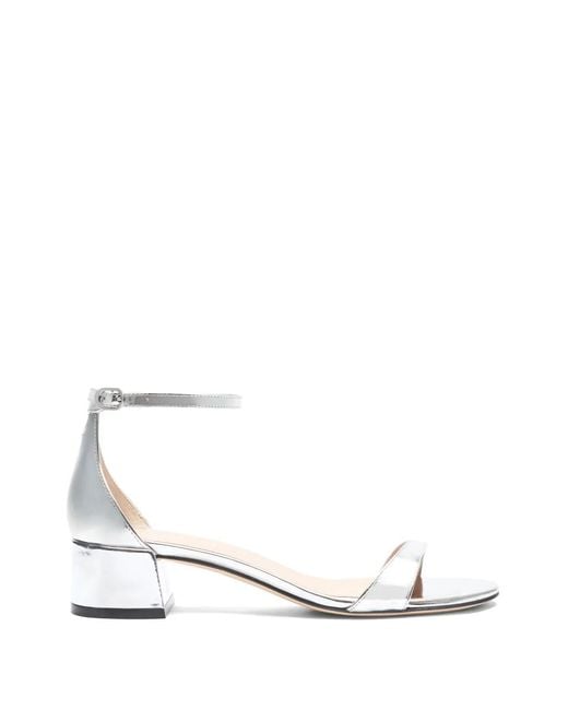 Stuart Weitzman White Nudist Block 35 Leather Sandals
