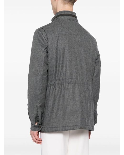N.Peal Cashmere Gray Traveller Wool Jacket for men