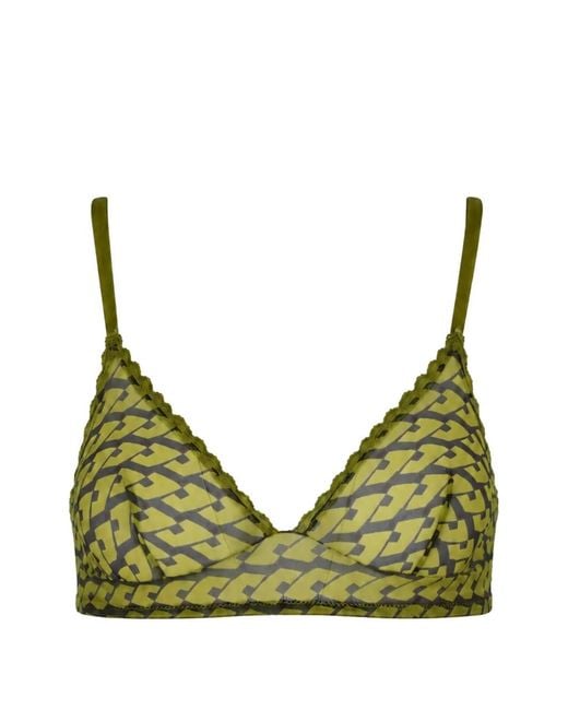 Laura Urbinati Green Geometric-Print Tulle Bra