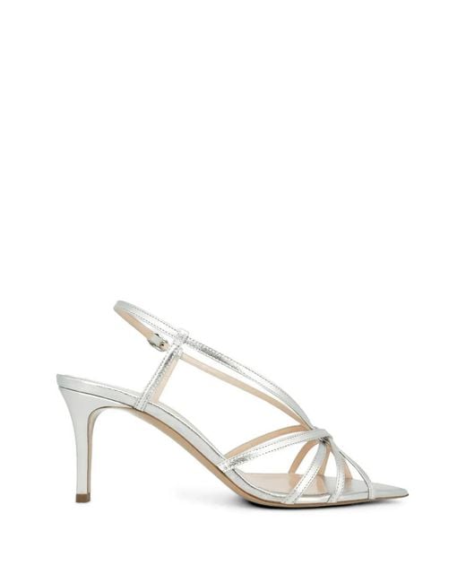 Andrea Wazen White Marilyn Watersnake Strappy Sandals