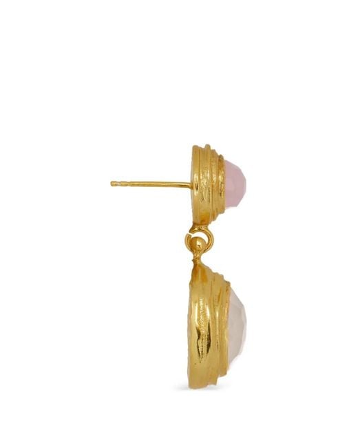 Ottoman Hands Metallic Lilis Rose Quartz Drop Earrings
