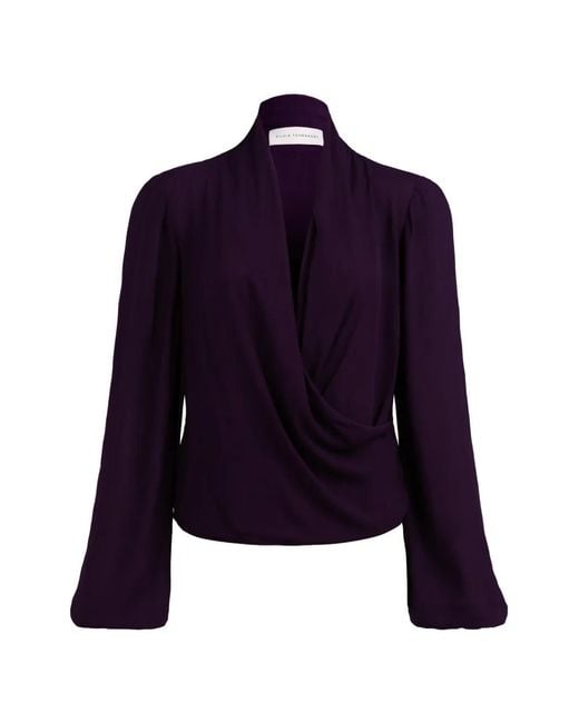 Silvia Tcherassi Blue Tea Wrap-Style Blouse