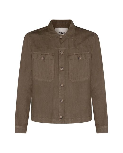 Altea Brown Buttoned Front-Pocket Shirt Jacket for men