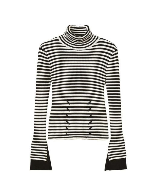 Twinset White Striped Turtleneck Jumper