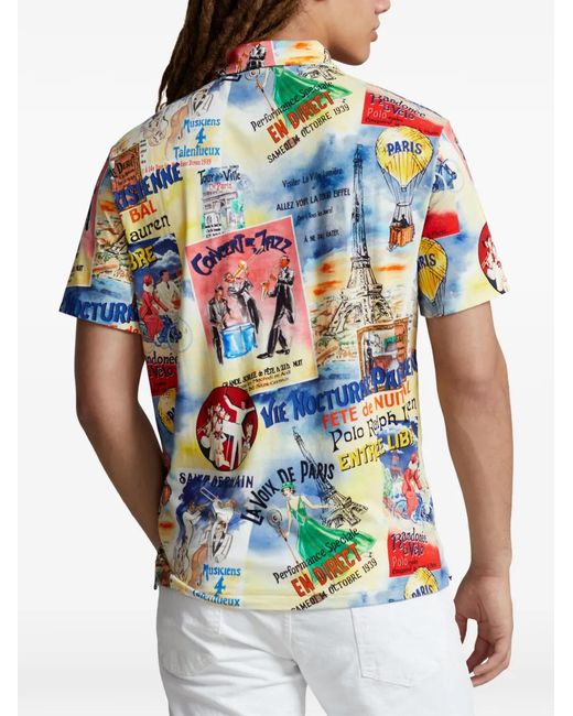 Polo Ralph Lauren Blue Graphic-Print Polo Shirt for men