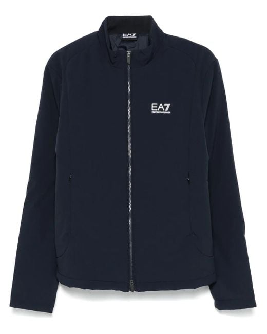 EA7 Blue Logo-Print Jacket for men