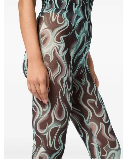 Philipp Plein Green Flame Leggings
