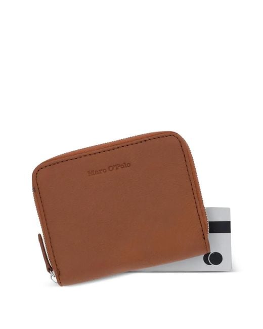 Marc O' Polo Brown Logo-Debossed Zip-Around Wallet