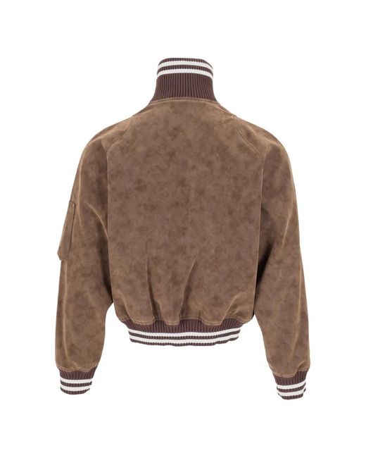 Palm Angels Brown Logo-Patch Suede-Effect Jacket for men