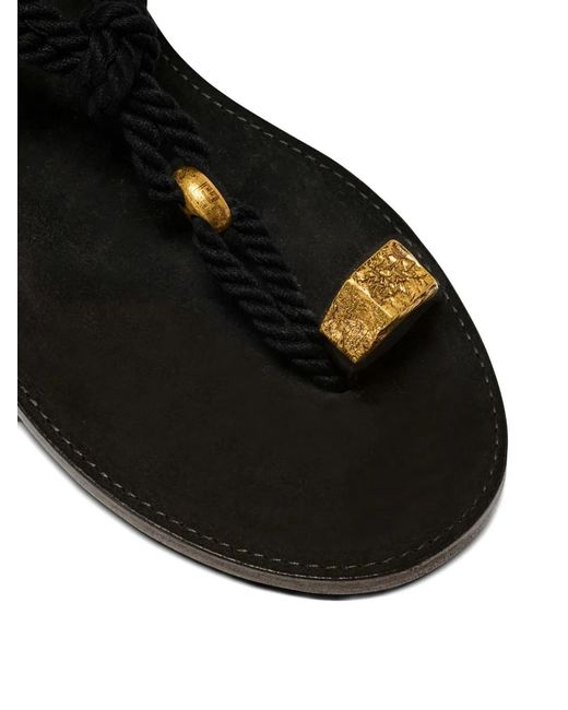 Balmain Black Rope Flat Sandals for men