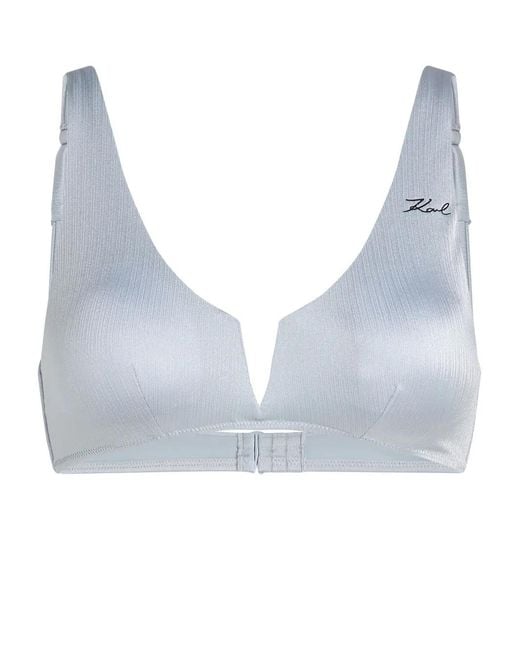 Karl Lagerfeld Blue Metallic Bikini Top