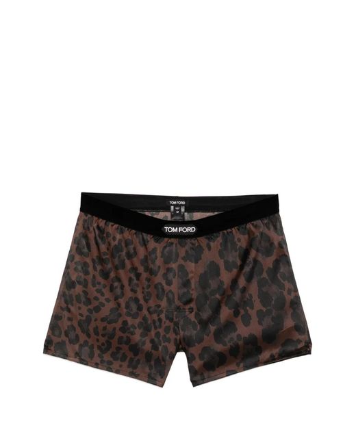 Tom Ford Black Leopard-Print Boxer Shorts for men