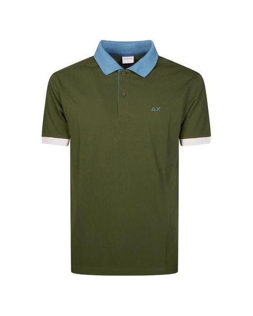 Sun 68 Green Colourblock Polo Shirt for men