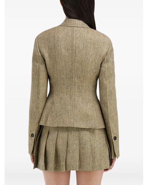 Ferragamo Green Flap-Pockets Single-Breasted Blazer