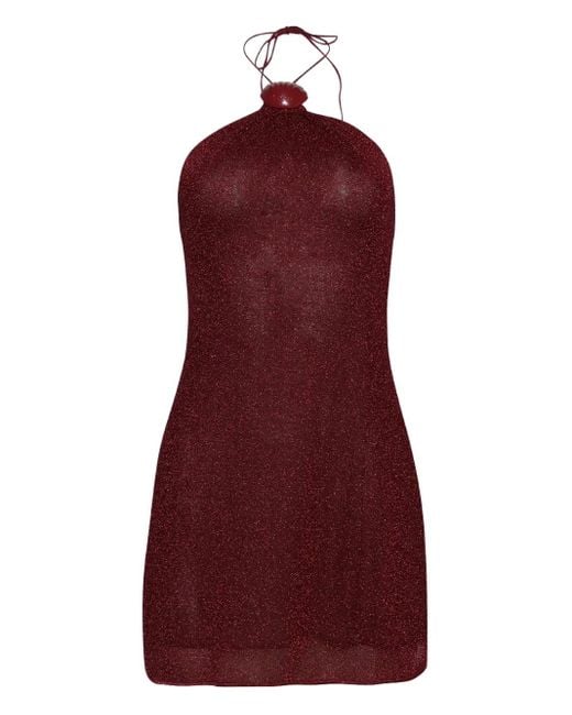 Oseree Red Lumiere Halterneck Dress