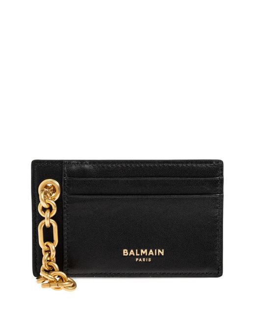 Balmain Black Monogram-Pattern Chain-Link Card Holder for men