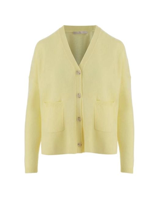 Allude Yellow Cardigan Mit Aufgesetzten Taschen