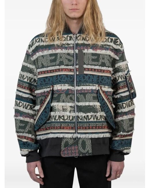 Sacai Gray X Eric Haze Jacquard-pattern Bomber Jacket for men