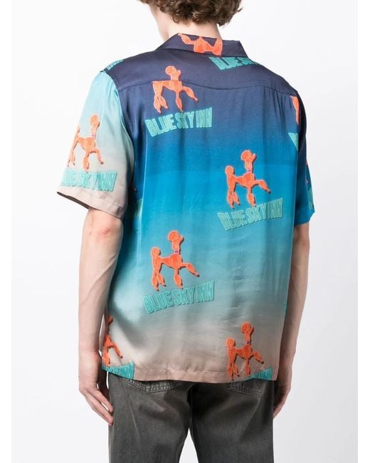 BLUE SKY INN Blue Dog-Print Short-Sleeve Shirt for men