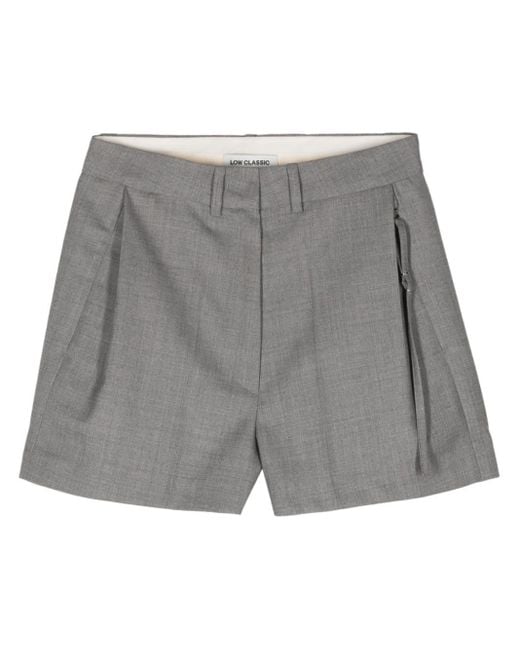Low Classic Gray Pleat-detail Tailored Shorts