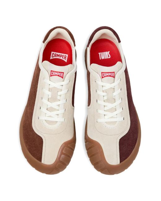 Camper Brown Peu Path Twins Suede-Panel Sneakers