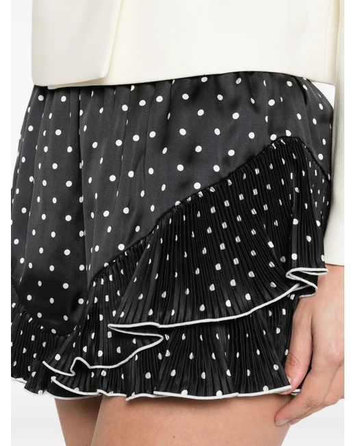 Self-Portrait Black Polka-Dot Pleated Shorts