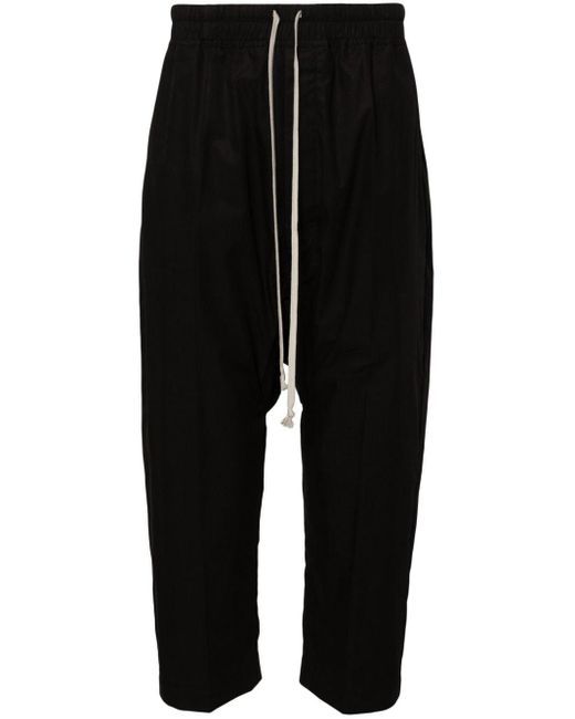 Rick Owens Black Drawstring-waist Cropped Trousers for men
