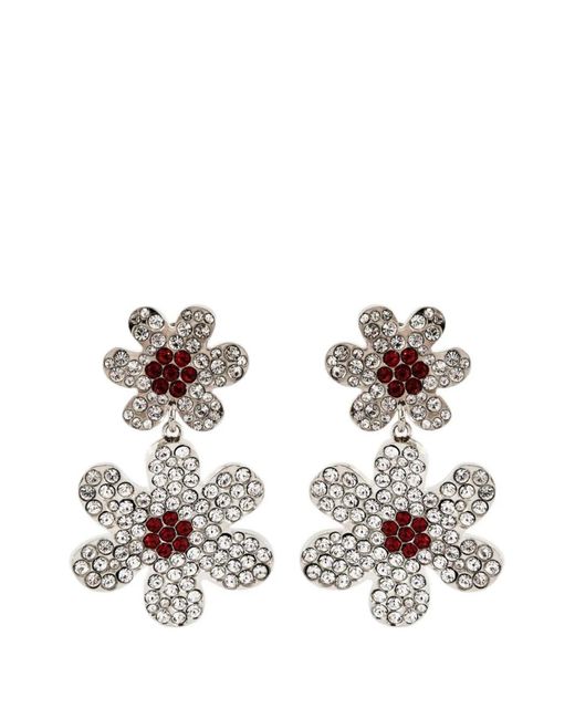 Marni White Flower Crystal Earrings