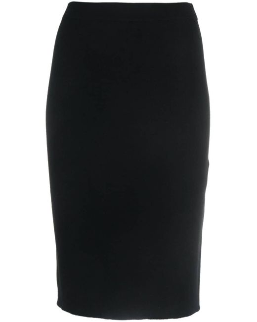 Saint Laurent Black Wool Midi Pencil Skirt