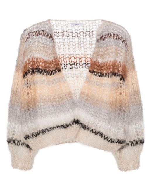 Maiami Natural Striped Mohair-blend Cardigan