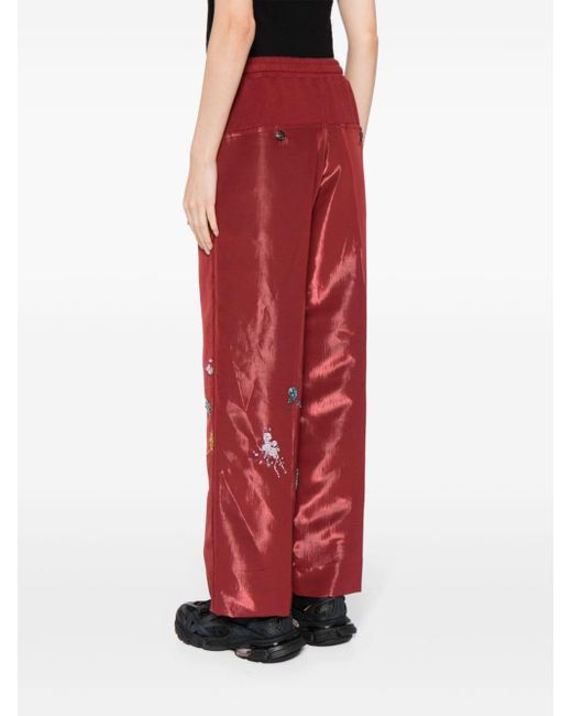 Pantalones anchos bordados Undercover de color Red
