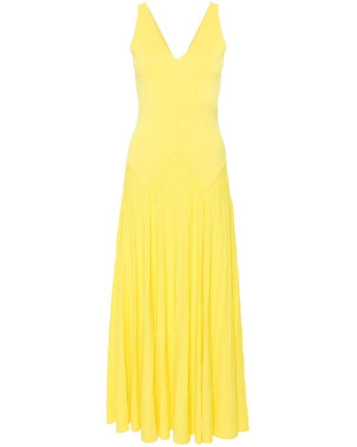 Twin Set Yellow Knitted Embossed Long Dress