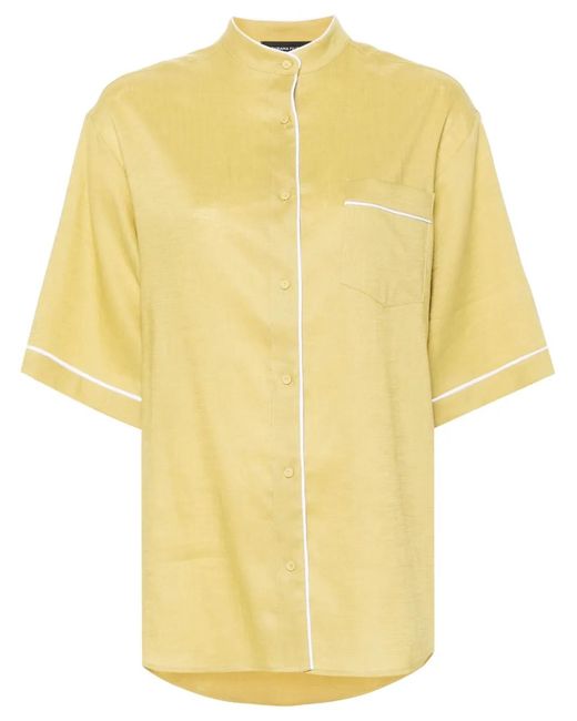 Fabiana Filippi Yellow Contrast-Trim Linen Shirt