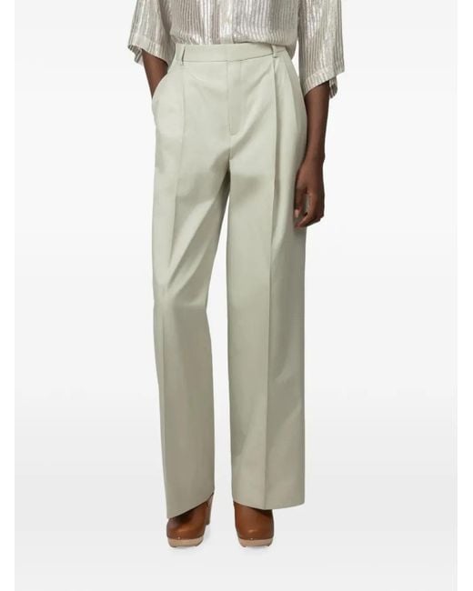 Indress Green Rye Pleated Cotton Trousers