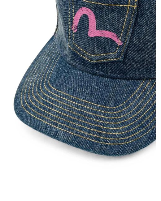 Evisu Blue Seagull-Print Patch-Pocket Cap
