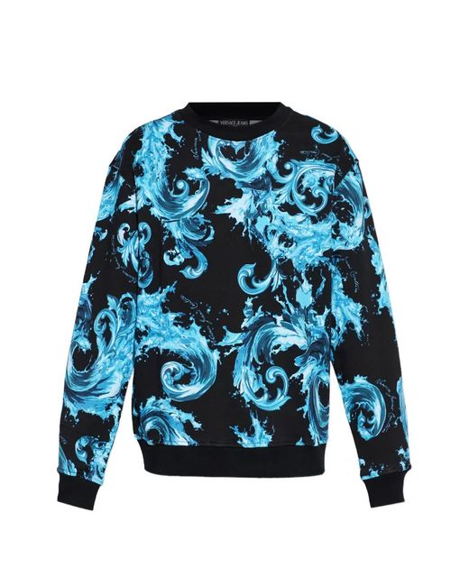 Versace Jeans Couture メンズ ブルー バロックパターン スウェット VERSACE パターン入りスウェット