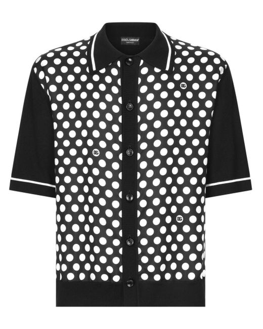 Camisa con motivo de lunares y manga corta Dolce & Gabbana de hombre de color Black