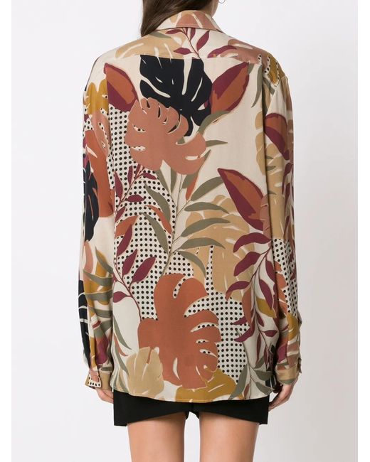 Amir Slama Multicolor Palm Tree Leaf Print Shirt