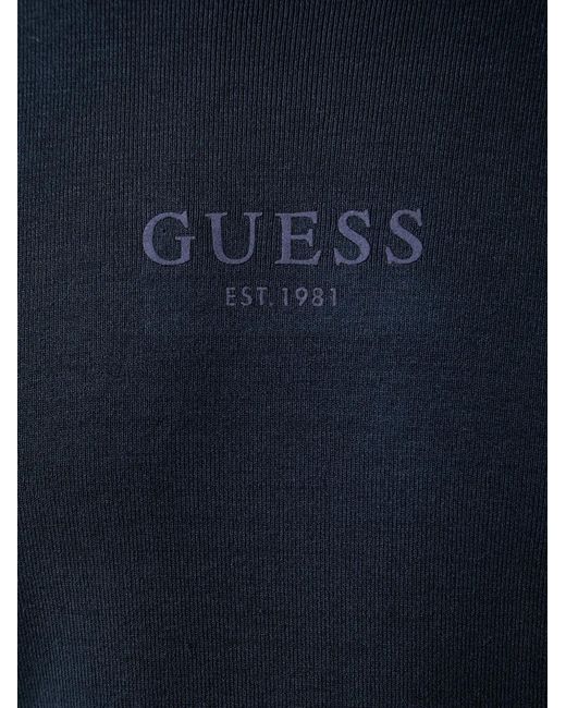 Guess Blue Logo-Print Sweater for men