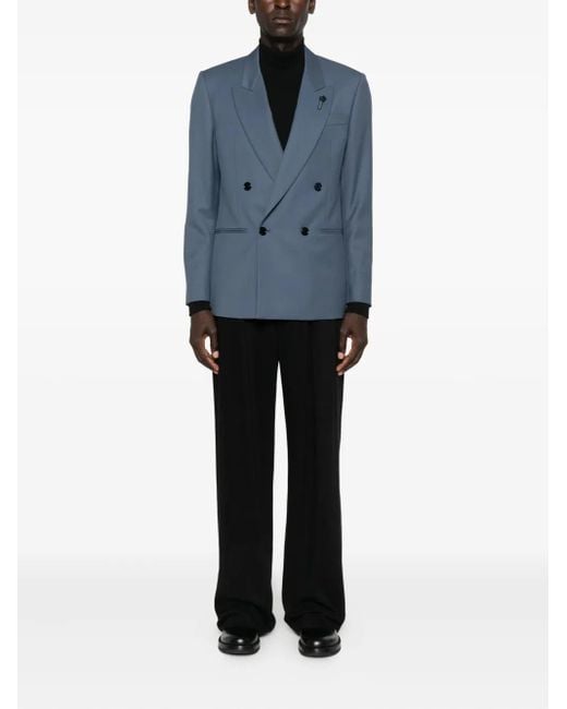 Lardini Blue Double-Breasted Wool Jacket for men